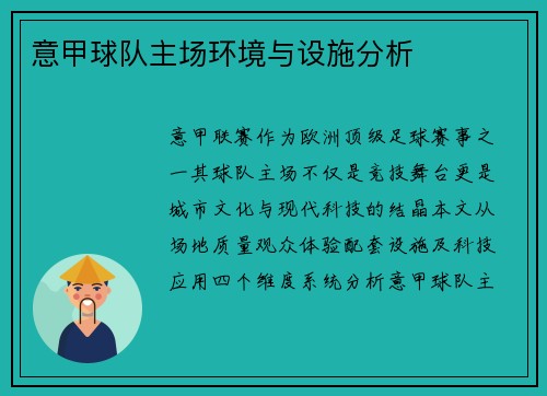 意甲球队主场环境与设施分析